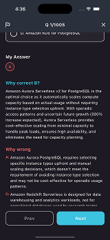 Practice Question Screen